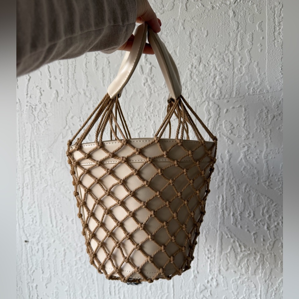 Cream Leather Bucket Bag